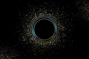 sparkles in dark background. shiny light vector Bright dust sparkling with circle banner on center black wallpaper design