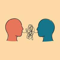 ilustración de dos personas comunicado, hablando acerca de el importancia de mental salud comunicación vector