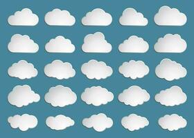 Cloud. Abstract white cloudy set isolated on blue background. Vector illustration