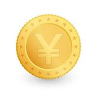 Yen Gold coin isolated on white background. Vector illustration