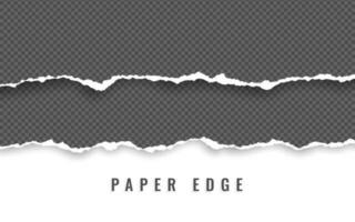 Horizontal torn paper edge. Ripped squared horizontal white paper strips. Vector illustration