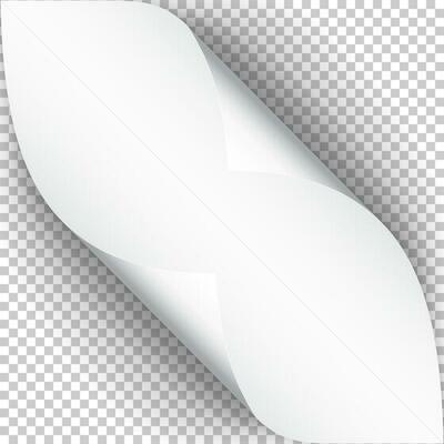 Sheet of paper with curled corner and soft shadow, template for your design. Vector illustration