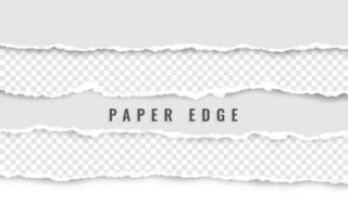 Horizontal torn paper edge. Ripped squared horizontal white paper strips. Vector illustration