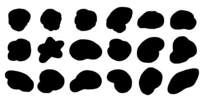 Blob shapes vector set. Random blotch, inkblot, stone silhouette, Ink stain. Organic abstract simple fluid splodge elemets.  isolated on white background. vector illustration