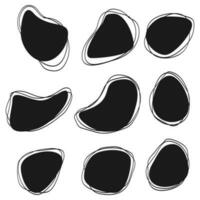 Doodle Blob shapes vector set. Random blotch, inkblot, stone silhouette, Ink stain. Organic abstract simple fluid splodge elemets. isolated on white background. vector illustration