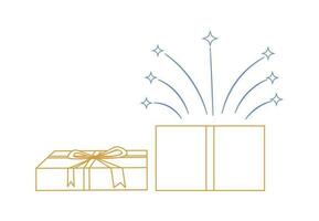 Icon open gift box and fireworks vector