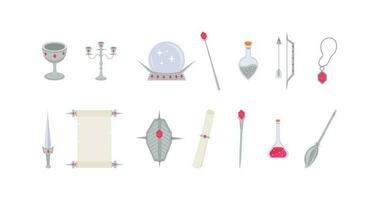 Silver set of magic items vector