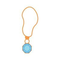 Golden amulet with blue gem vector