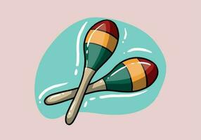 Hand drawn  Mexican maracas. Musical instrument maracas. Maracas on isolated background. Vector illustration