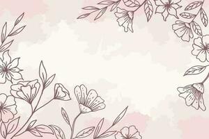 Floral background with beautiful hand drawn leaves and flowers for wedding or engagement or greeting cards vector