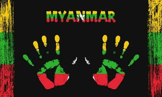 Vector flag of Myanmar with a palm