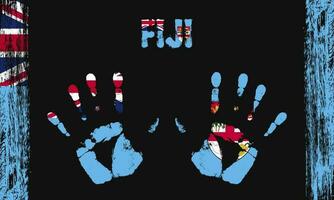 Vector flag of Fiji with a palm