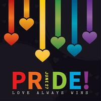 Pride month template with text and heart shapes Vector illustration