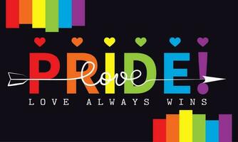 Colored pride text with lgbt colors Pride month Vector illustration