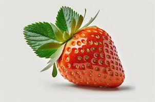 strawberry with leaves isolated on white background. photo