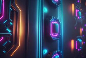 realistic background with neon light. photo