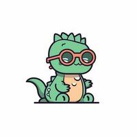 Cute baby Dinosaur cartoon reptile trex raptor illustration vector
