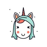 Cute kawaii unicorn illustration vector