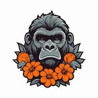 Powerful and fierce Gorilla logo design illustration, hand drawn to make a statement vector