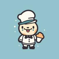 Cute ice cream mascot logo illustration vector
