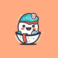 Cute ice cream mascot logo illustration vector