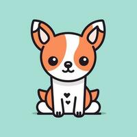 linda kawaii perro dibujos animados ilustración vector
