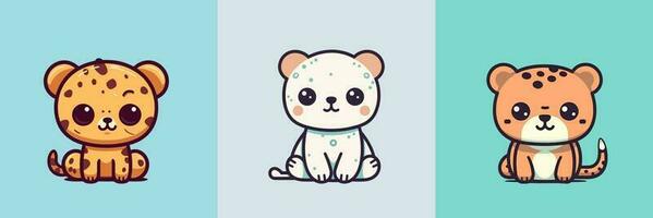 Cute kawaii jaguar cartoon illustration vector