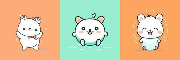 Cute kawaii pig cartoon illustration vector