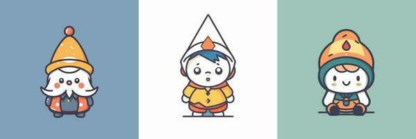 Cute kawaii Gnomes cartoon illustration vector