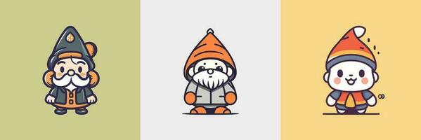 Cute kawaii Gnomes cartoon illustration vector