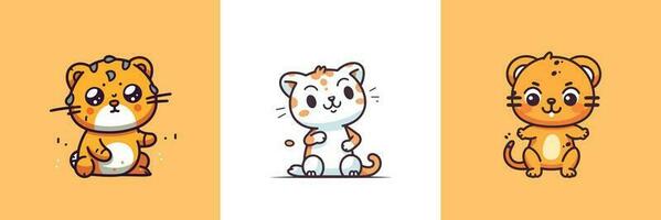 Cute kawaii Cheetah cartoon illustration vector