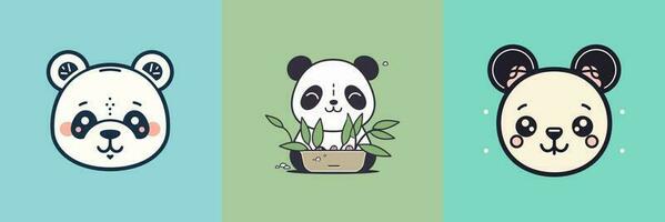 linda kawaii panda dibujos animados ilustración vector