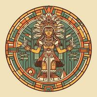 Explore the intricate details of Aztec culture with our stunning hand-drawn Aztec illustration design vector