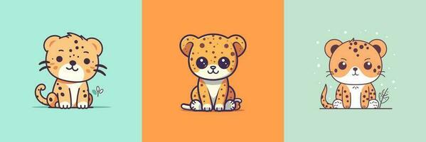 Cute kawaii Cheetah cartoon illustration vector