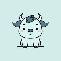 Cute Buffalo kawaii cartoon illustration vector