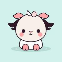 Domestic Buffalo cute kawaii cartoon illustration vector