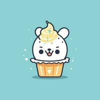 Cute ice cream mascot logo illustration vector