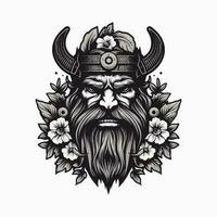 A fierce Viking warrior hand-drawn logo design, perfect for a sports team or brand wanting to convey strength and resilience vector