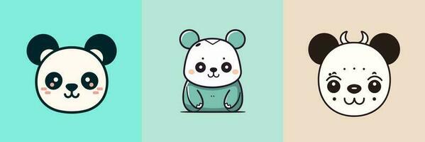 linda kawaii panda dibujos animados ilustración vector