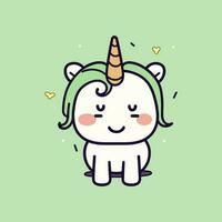 linda y vistoso kawaii unicornio ilustración Perfecto para ninguna divertido y caprichoso diseño proyecto vector