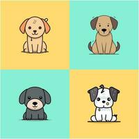 Cute Dog kawaii cartoon puppy chibi illustration set collection vector