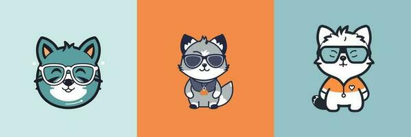 Cute kawaii racoon cartoon illustration vector