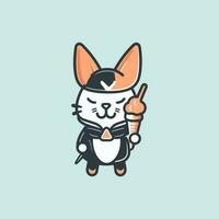 Cute ice cream mascot logo illustration vector