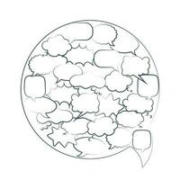 Collection of speech bubbles of different shapes in a circle. Icons, vector