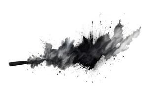 Abstract black in splash, paint, brush strokes, stain grunge isolated on white background, Japanese style with . photo