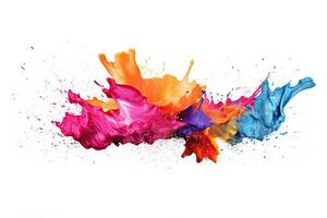 Abstract colorful splatter, paint, brush strokes watercolor, stain grunge isolated on white background, colored spray, variety of colors, with . photo