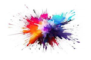 Abstract colorful splatter, paint, brush strokes watercolor, stain grunge isolated on white background, colored spray, variety of colors, with . photo