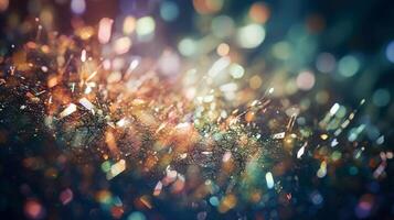 Abstract blurry Bokeh light background, glowing glitter light soft focus, shiny sparkle scene, blur effect, with . photo