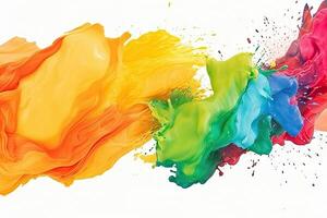 Abstract colorful splatter, paint, brush strokes watercolor, stain grunge isolated on white background, colored spray, variety of colors, with . photo