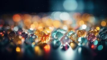 Abstract blurry Bokeh light background, glowing glitter light soft focus, shiny sparkle scene, blur effect, with . photo